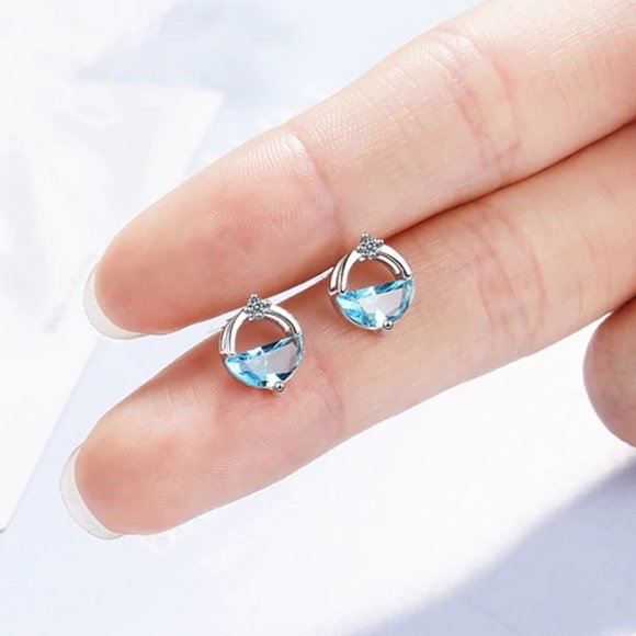 925 Sterling Silver Diamond Waterdrop Earrings Z - Picture 2 of 6